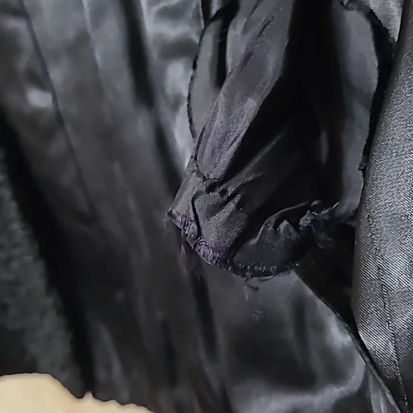 Vintage Mink Fur Trimmed with Mink Cuffs Black Curly Lamb coat Small. - Picture 5 of 8